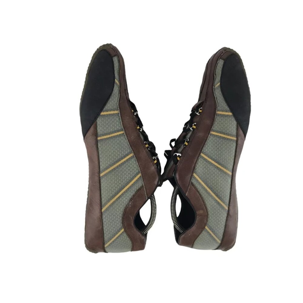 Medium Mens Brown Gray Yellow Leather Round Toe Sneaker‎ Shoes Size US 12 - Picture 6 of 9